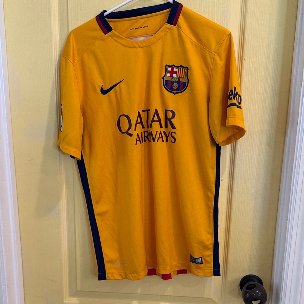 Nike FC Barcelona Yellow Jersey with Navy Accents